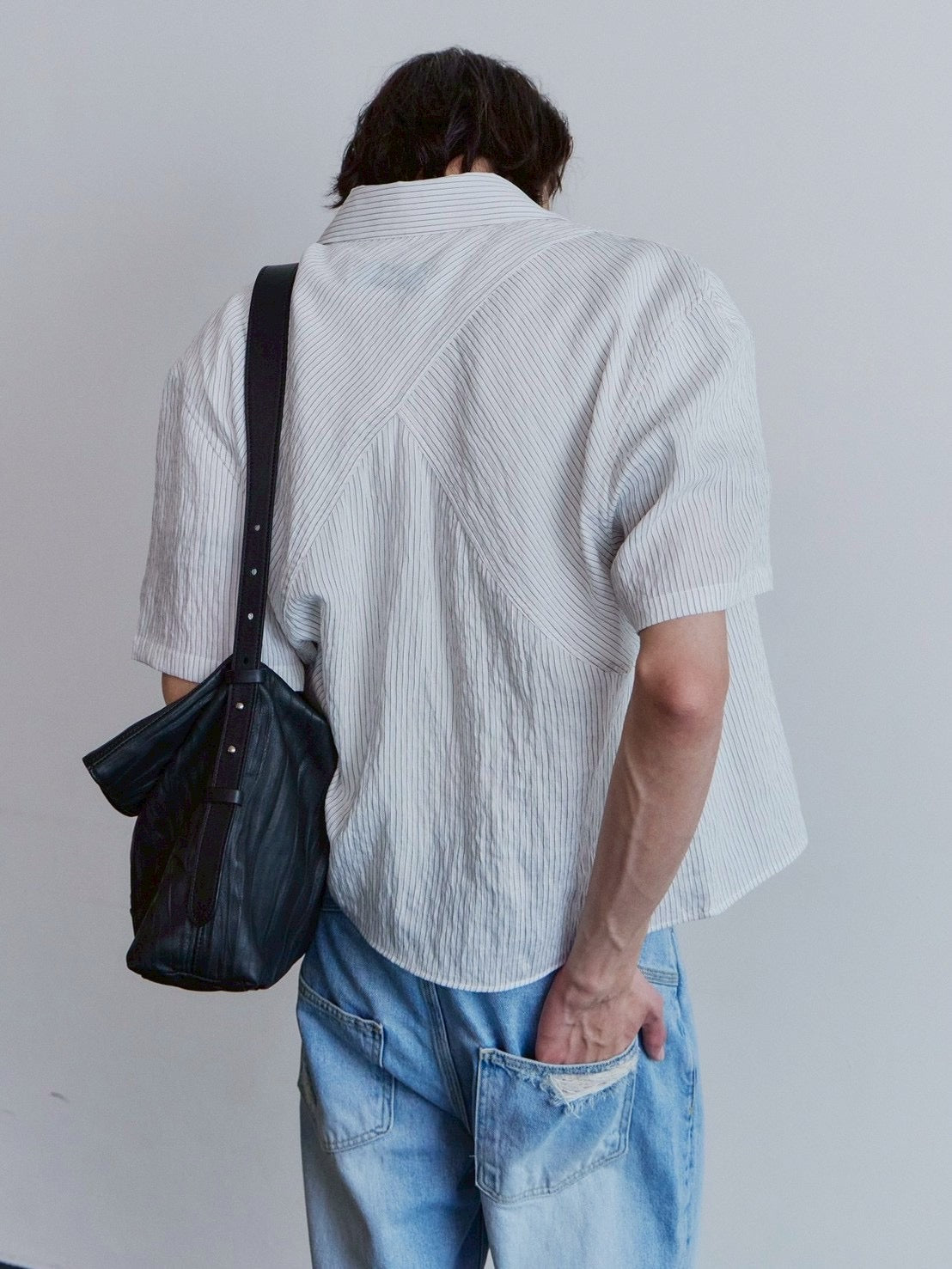 【Waviness】Sheer Origami Crop Half Shirts