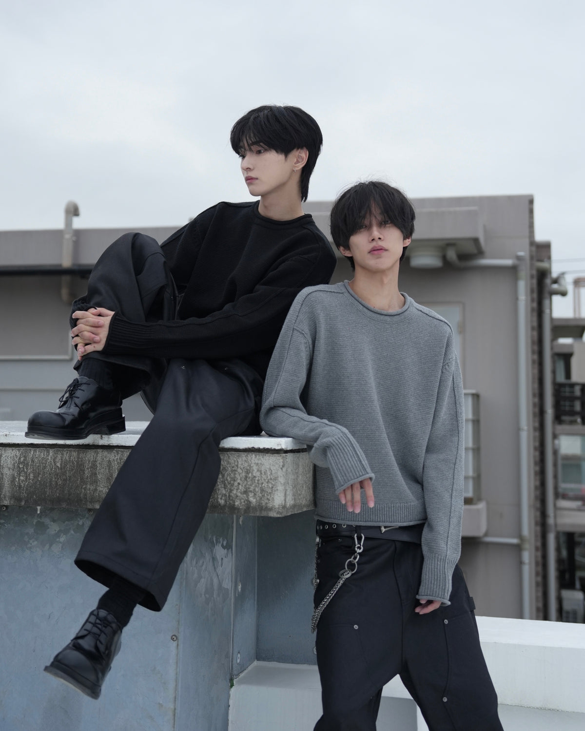 【CHIKASHITSU PLUS HIGH】Contour roll knit sweater (2color)