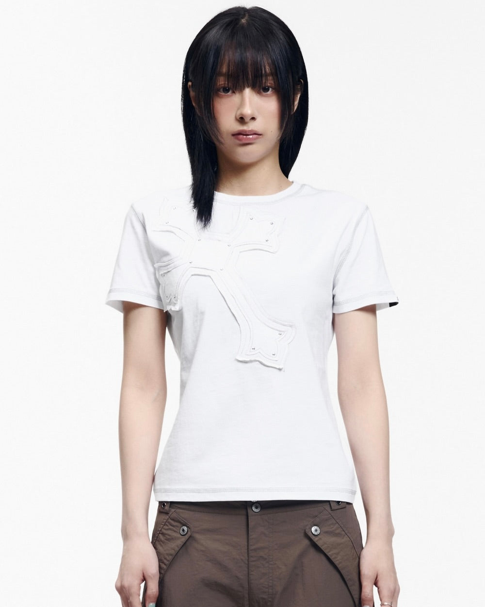【AAKAM】Big Patch CROS2 Half Top