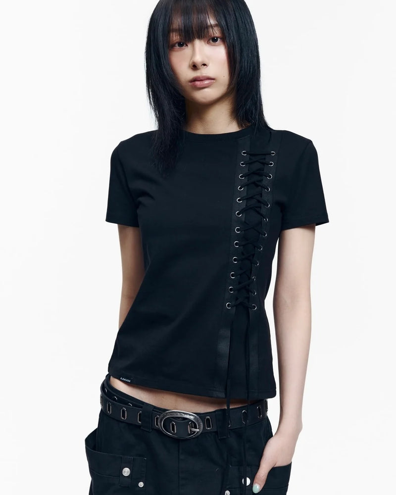 【AAKAM】Eyelet Corset Half Top