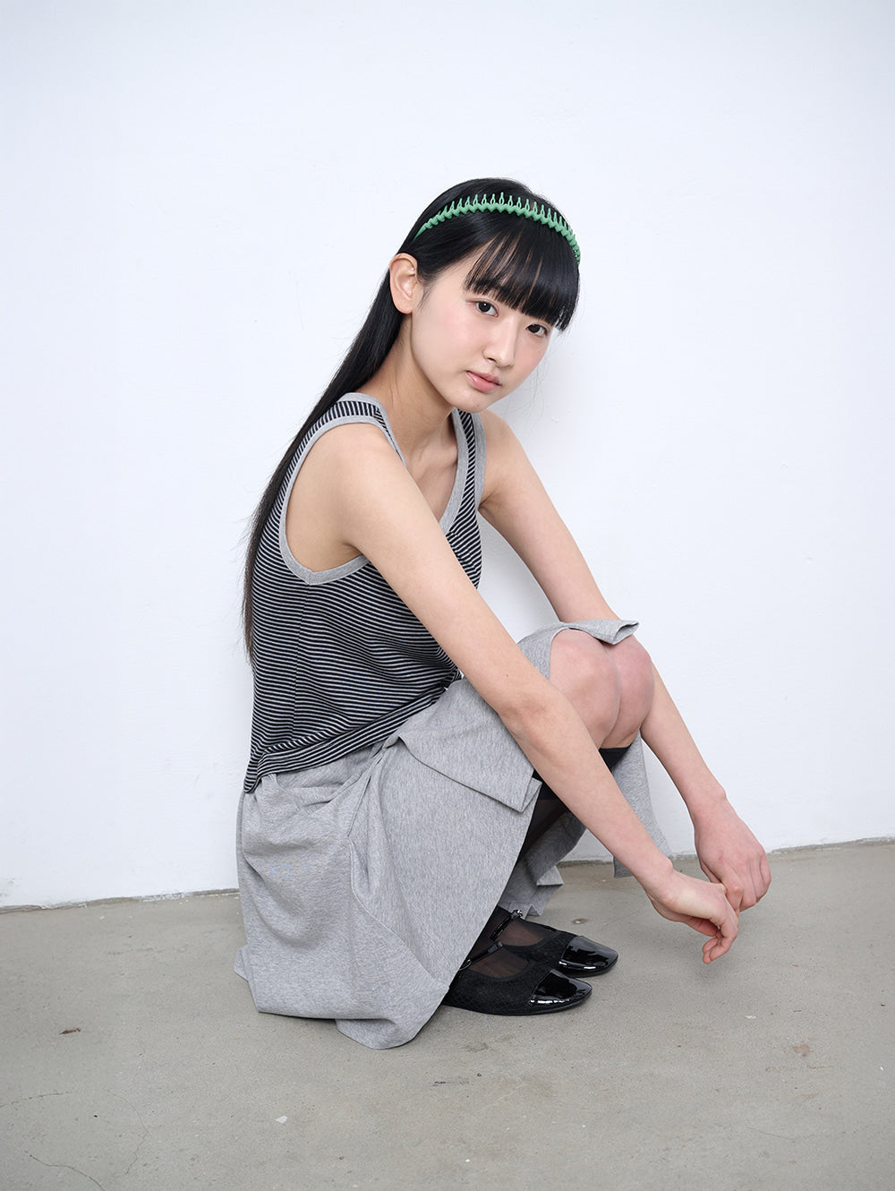 6/8 21:00発売【TUOMIO】STRIPE TIE DRESS