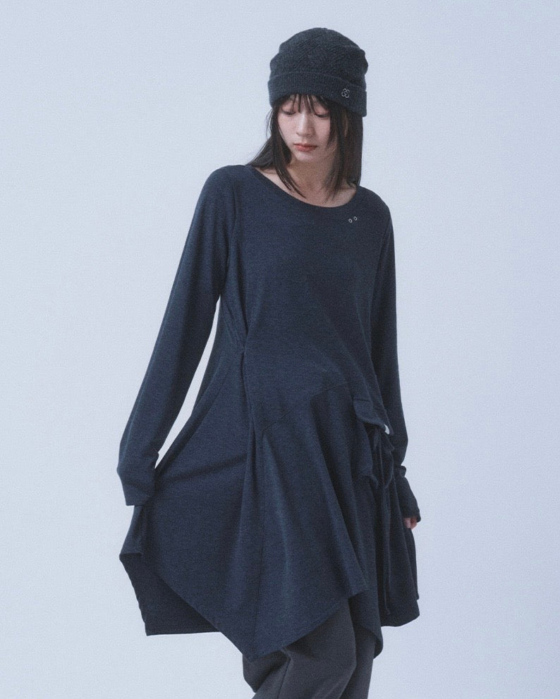 【TUOMIO】BOAT NECK JERSEY DRESS
