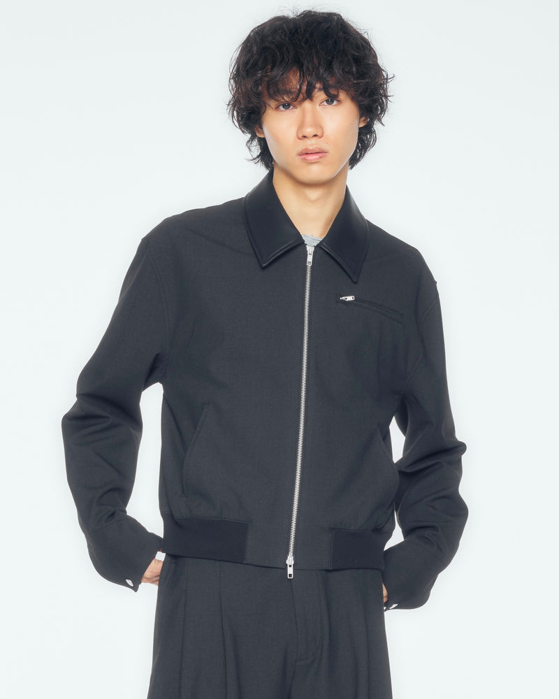 【CS】leather trim zip up jacket