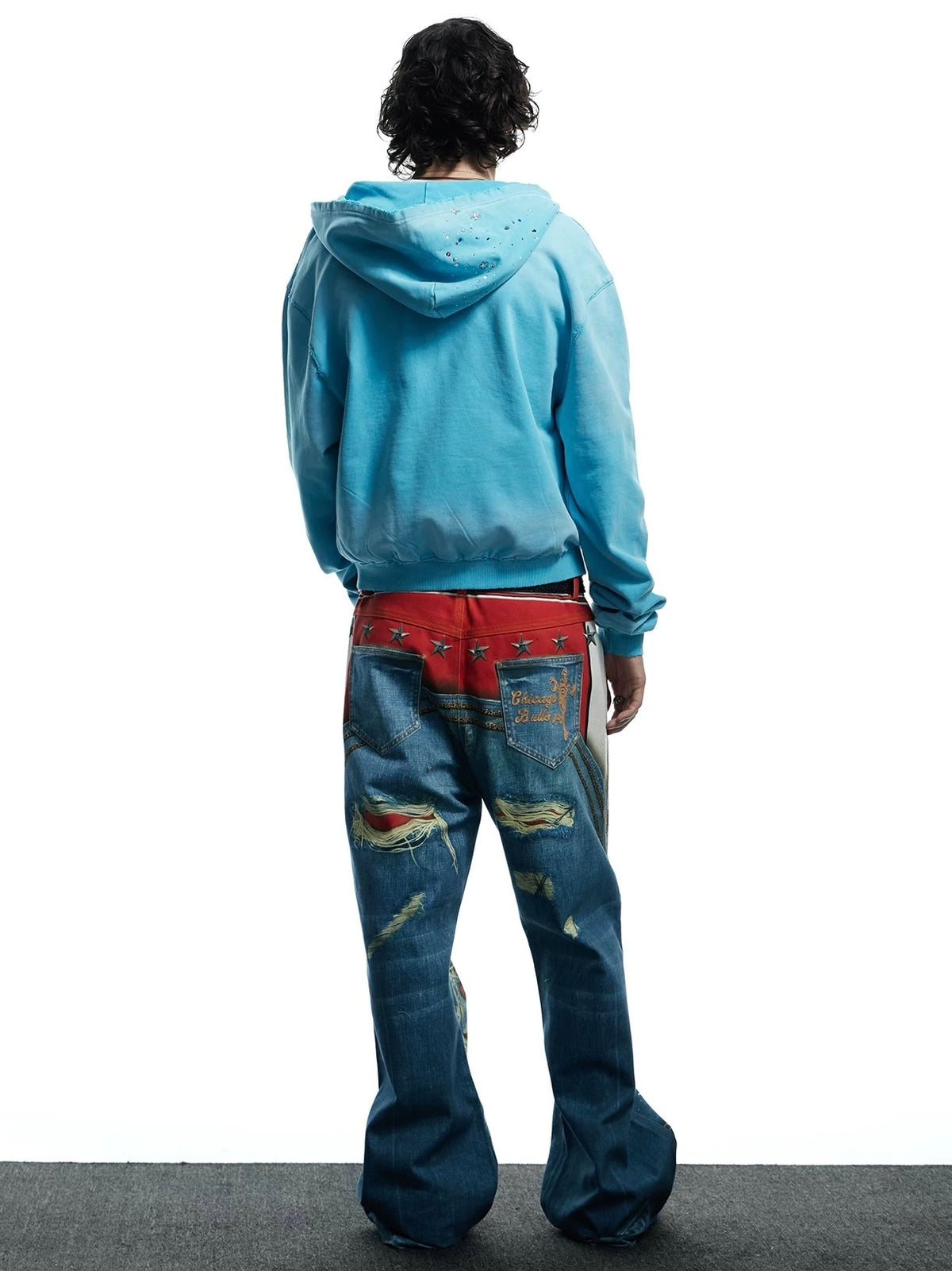 【DND4DES】Rhinestone Washed Distressed Hoodie