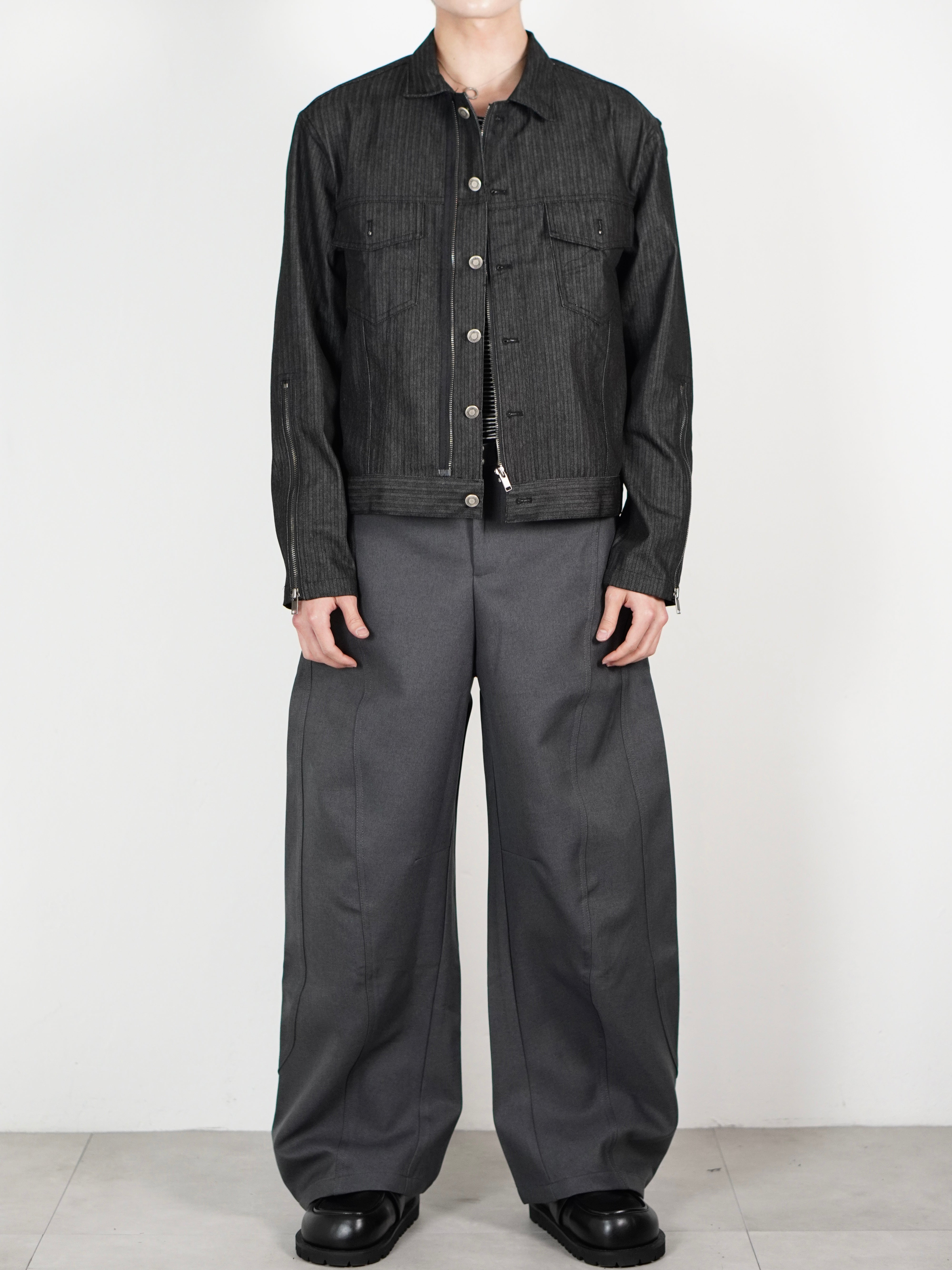 受注制【Chikashitsu +】Curve line wide pants (3color)