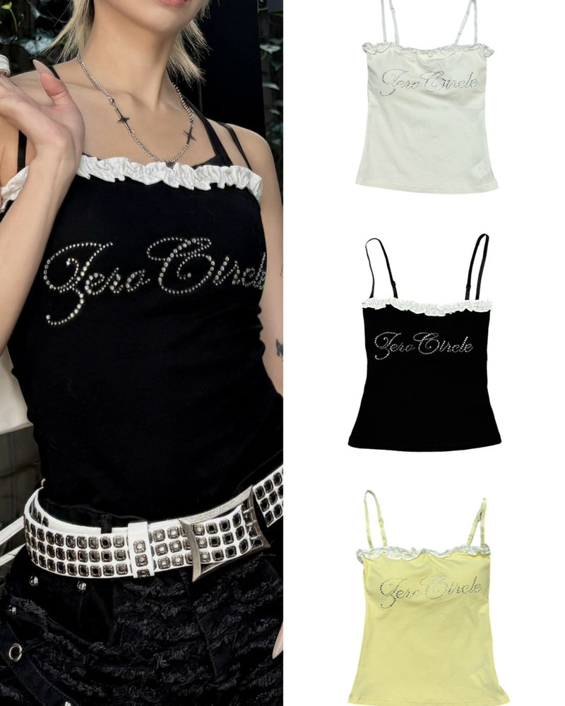 国際配送【Never mind the XU】rhinestone race camisole