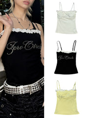 国際配送【Never mind the XU】rhinestone race camisole