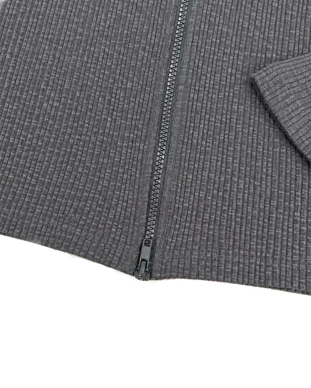 受注制【nmtc+】Ribbed high neck zip-up top (2color)