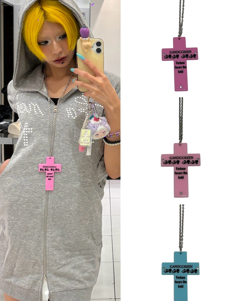 国際配送【Never mind the XU】cross fortune necklace (3color)