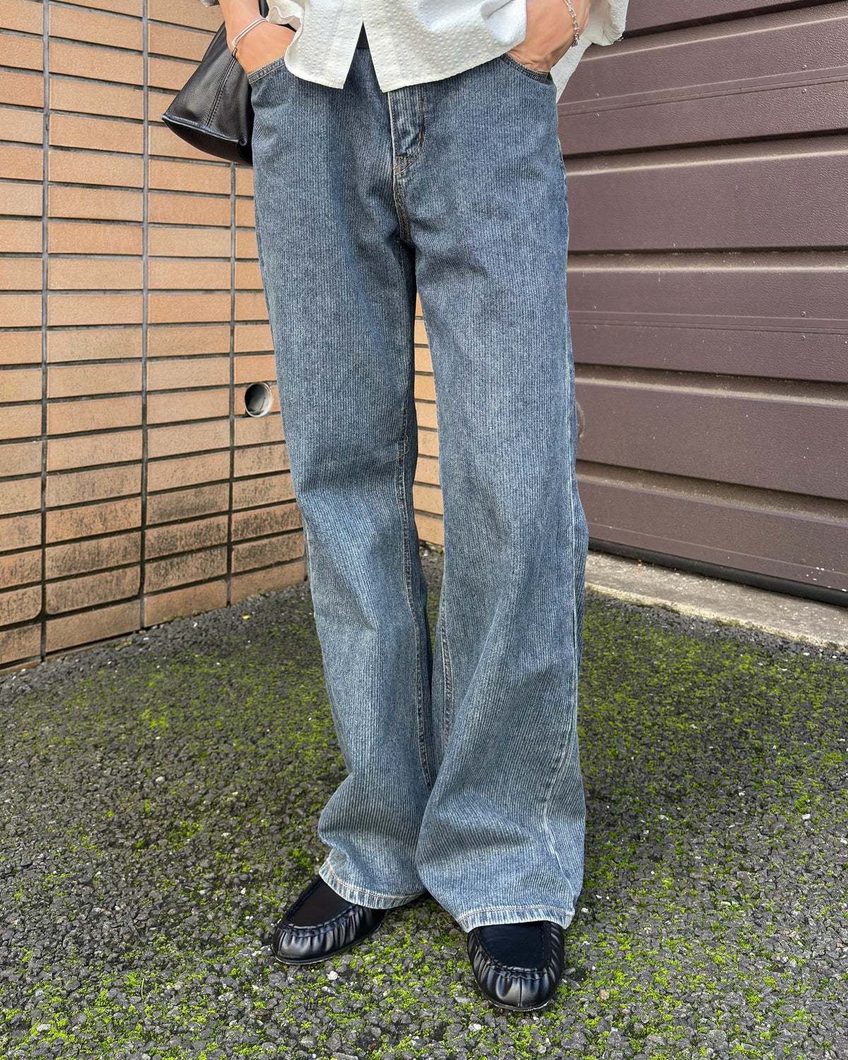 東京店WEB限定受注制【Chikashitsu +】shadow stripe denim pants (2color)