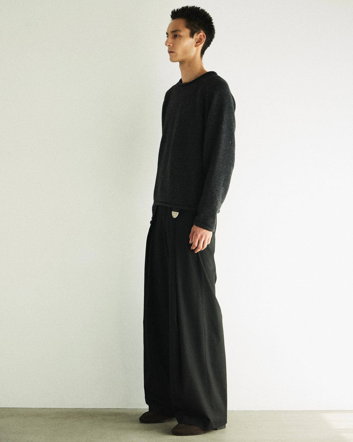 【CS】Cut-Off Nep Crewneck Knit