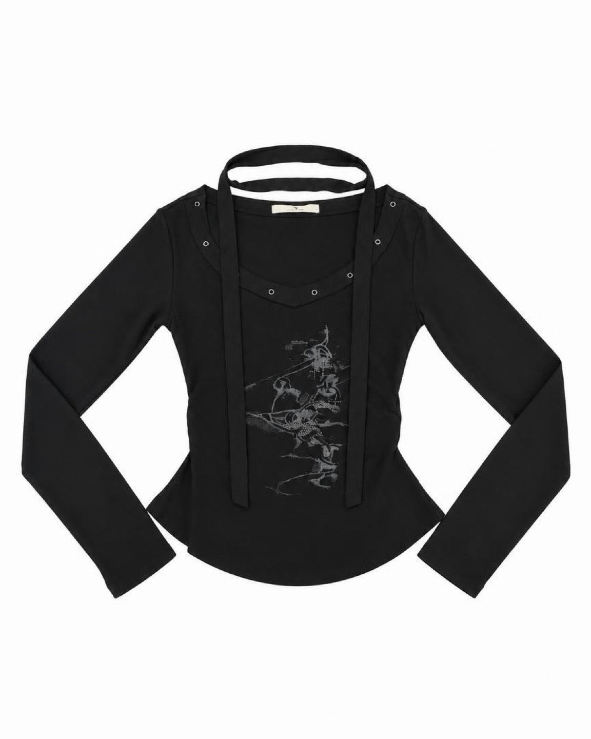 受注制【nmtc+】tie set u-neck long sleeve tee (3color)