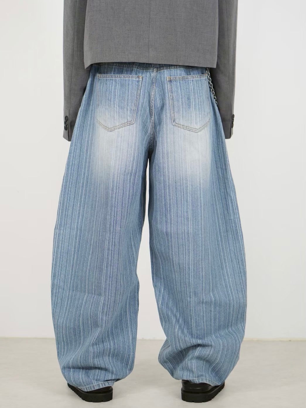 受注制【Chikashitsu +】wide stripe denim pants