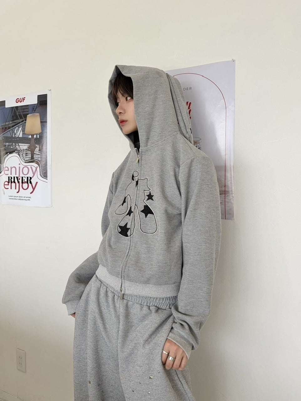 【LUV CODE】rabbit ear zip up hoodie (2color)