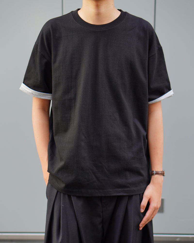 東京店WEB限定受注制【Chikashitsu +】layered roll-up tee (2color)