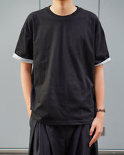 東京店WEB限定受注制【Chikashitsu +】layered roll-up tee (2color)