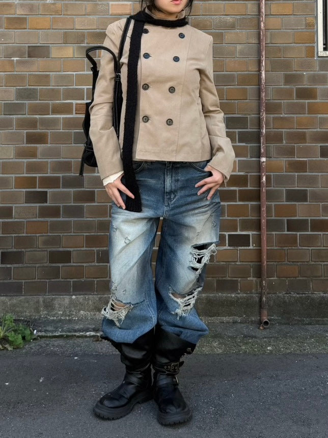 受注制【OaKS】low-neck slim-fit jacket (3color)