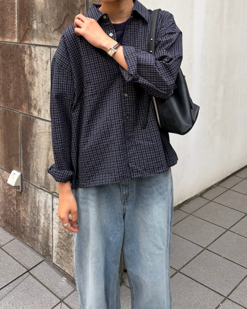 東京店WEB限定受注制【Chikashitsu +】relax check shirt (2color)