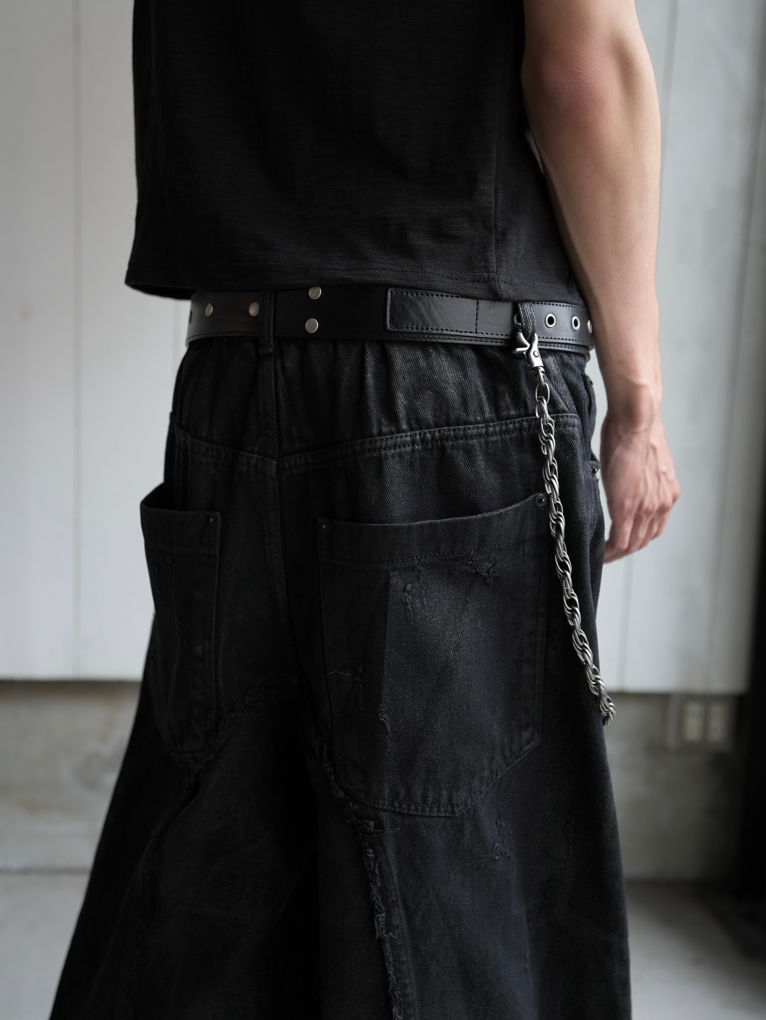 【CHIKASHITSU PLUS HIGH】Layered leather eyelet belt
