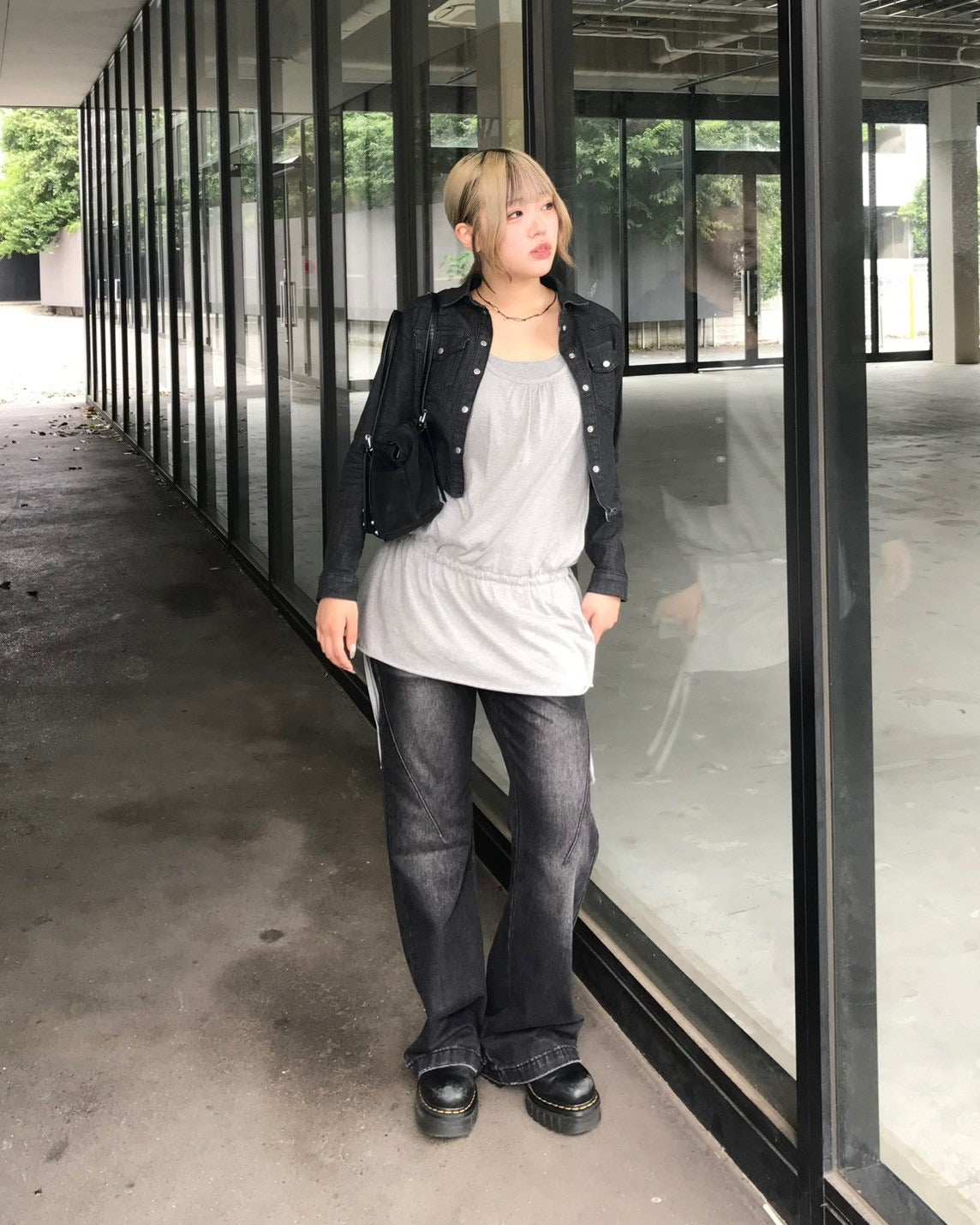 受注制【OaKS】drawstring layered mini dress (2color)