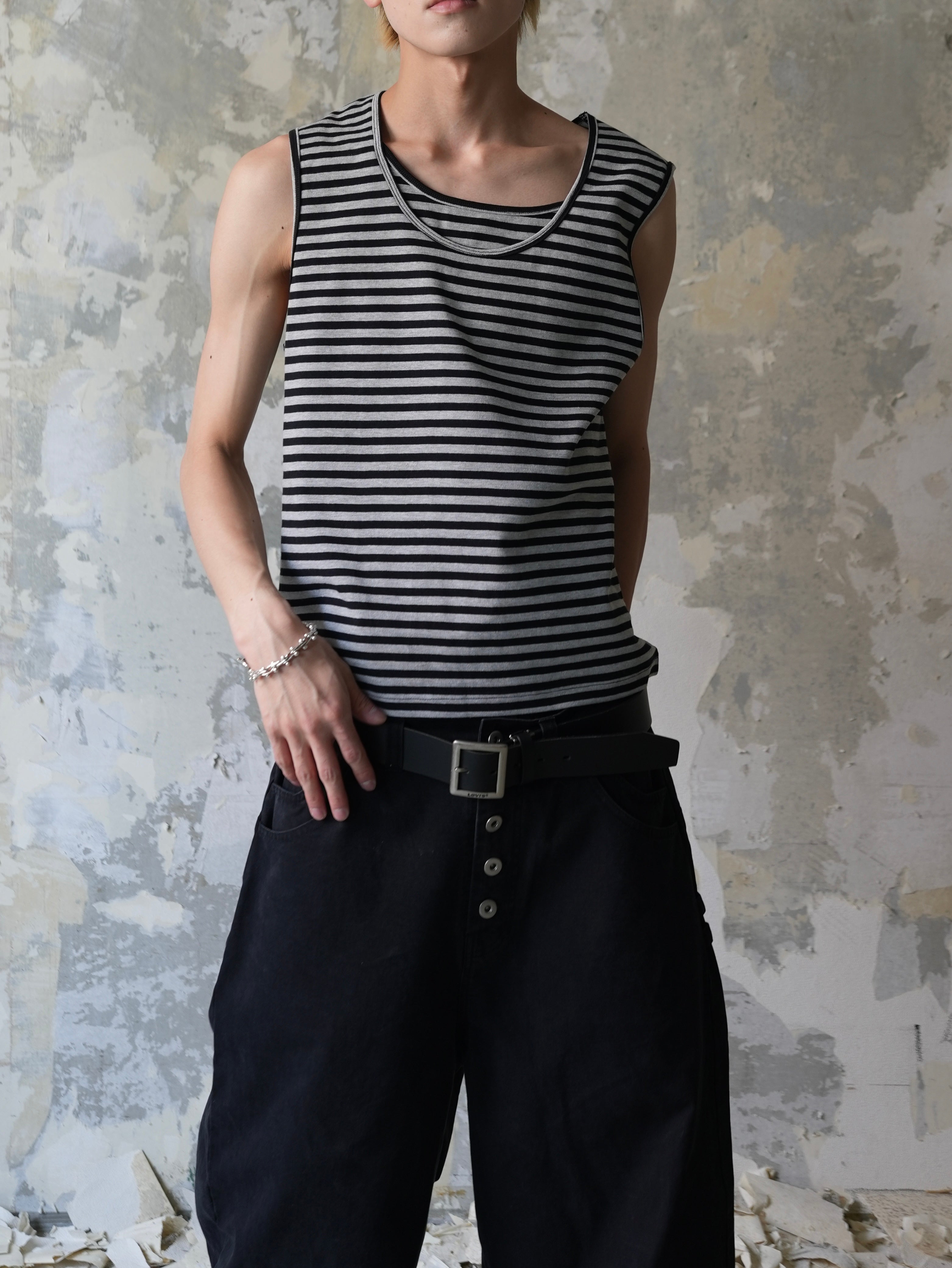 【Lee fi Ne】Layered Stripe Tank