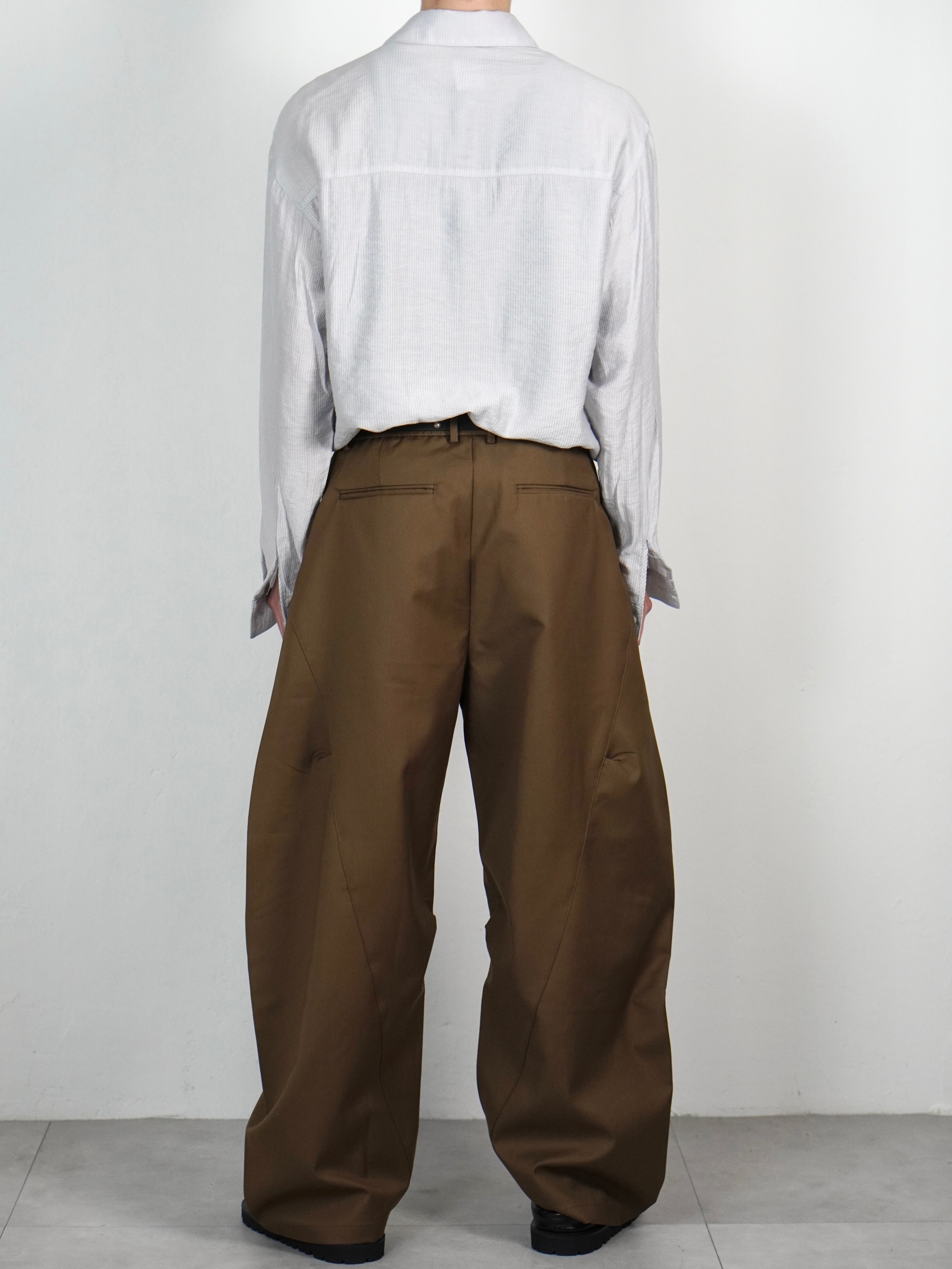 5/8 20:00 発売 受注制【Chikashitsu +】soft cropped stripe shirt