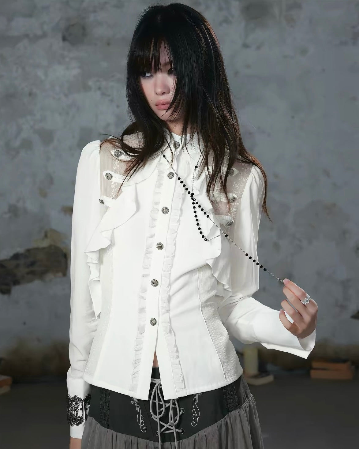 【Cest Nous】Napoleon Ruffled Blouse