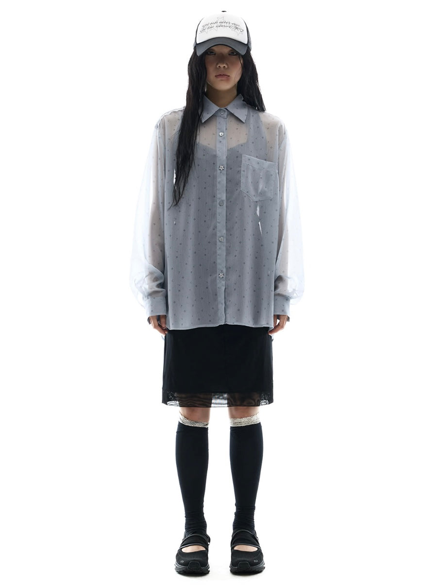 【OJOS】Graphic Sheer Shirts