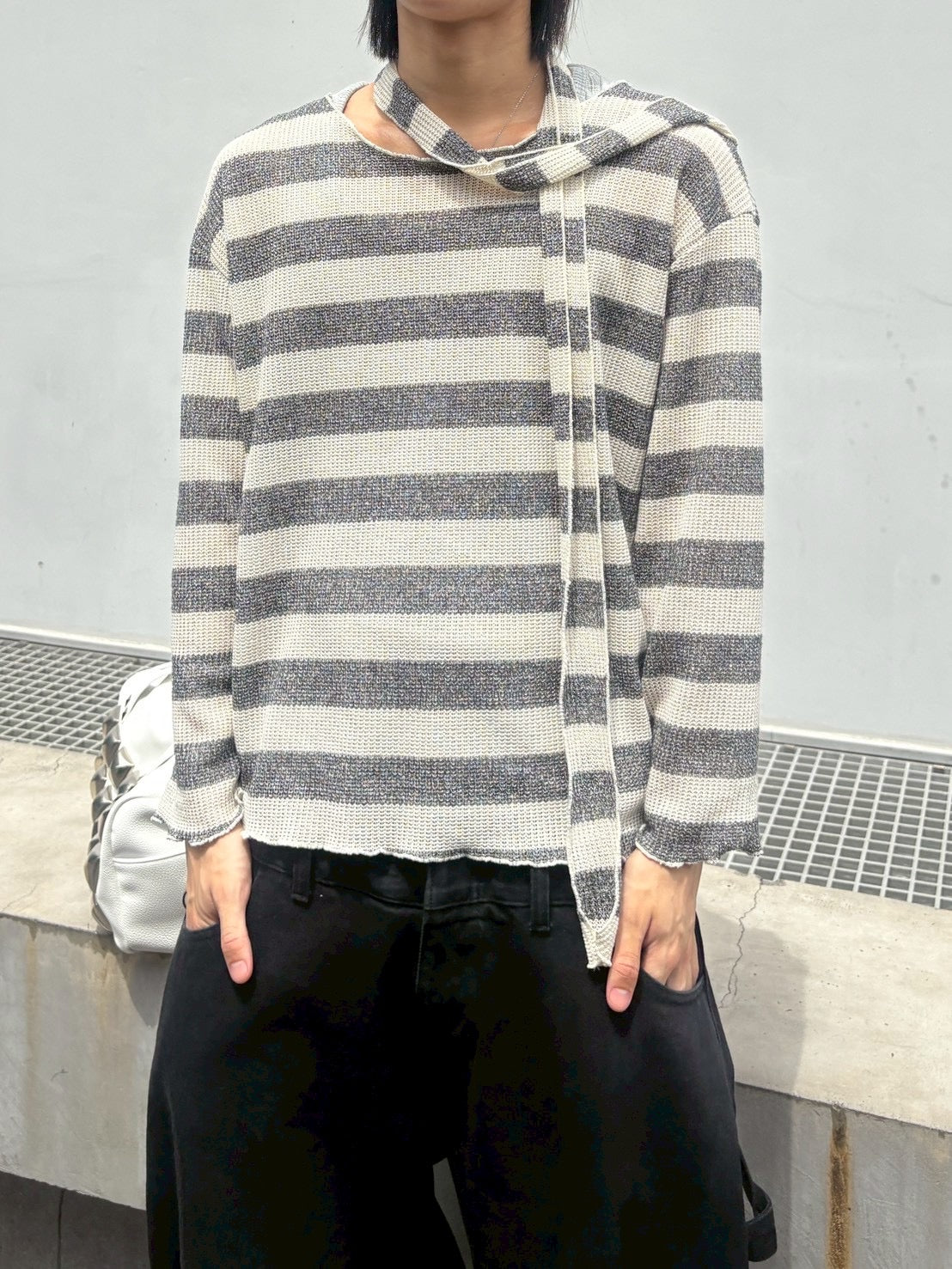 【nmtc+】tie set sheer border long sleeve (2color)