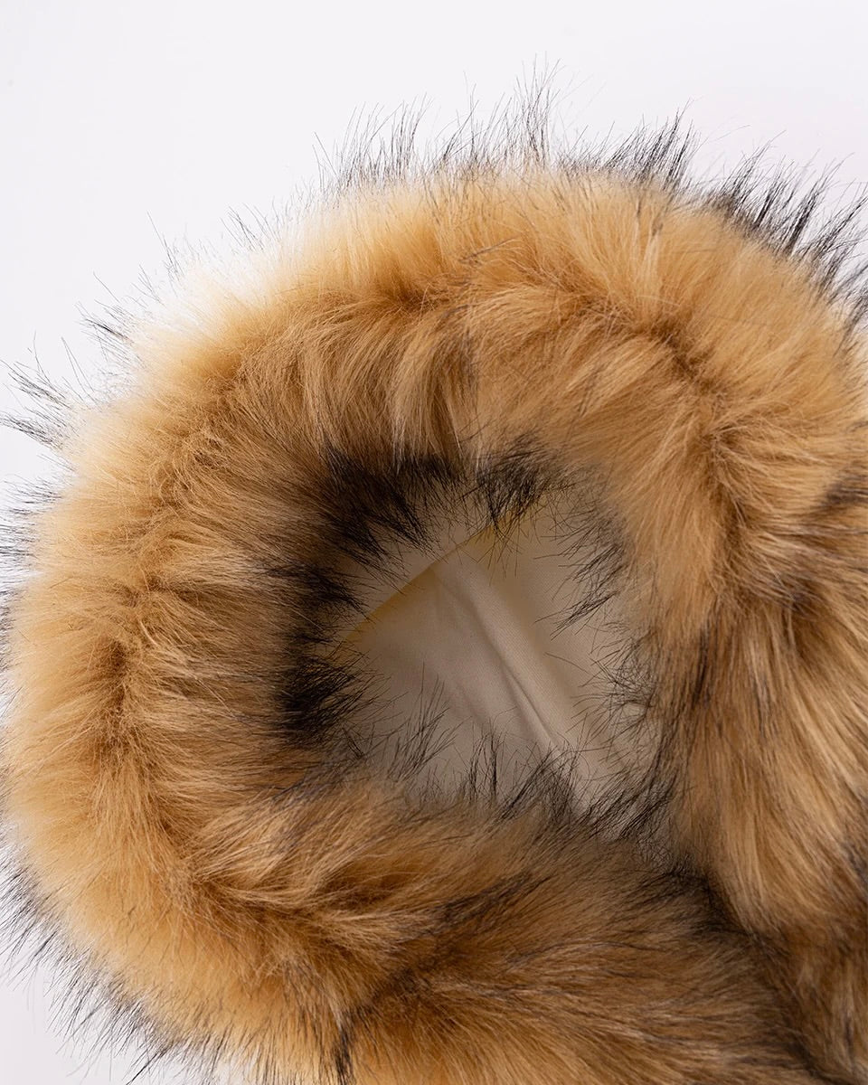 【SUPPLIER】Faux Fur Cross Zip Hoodie