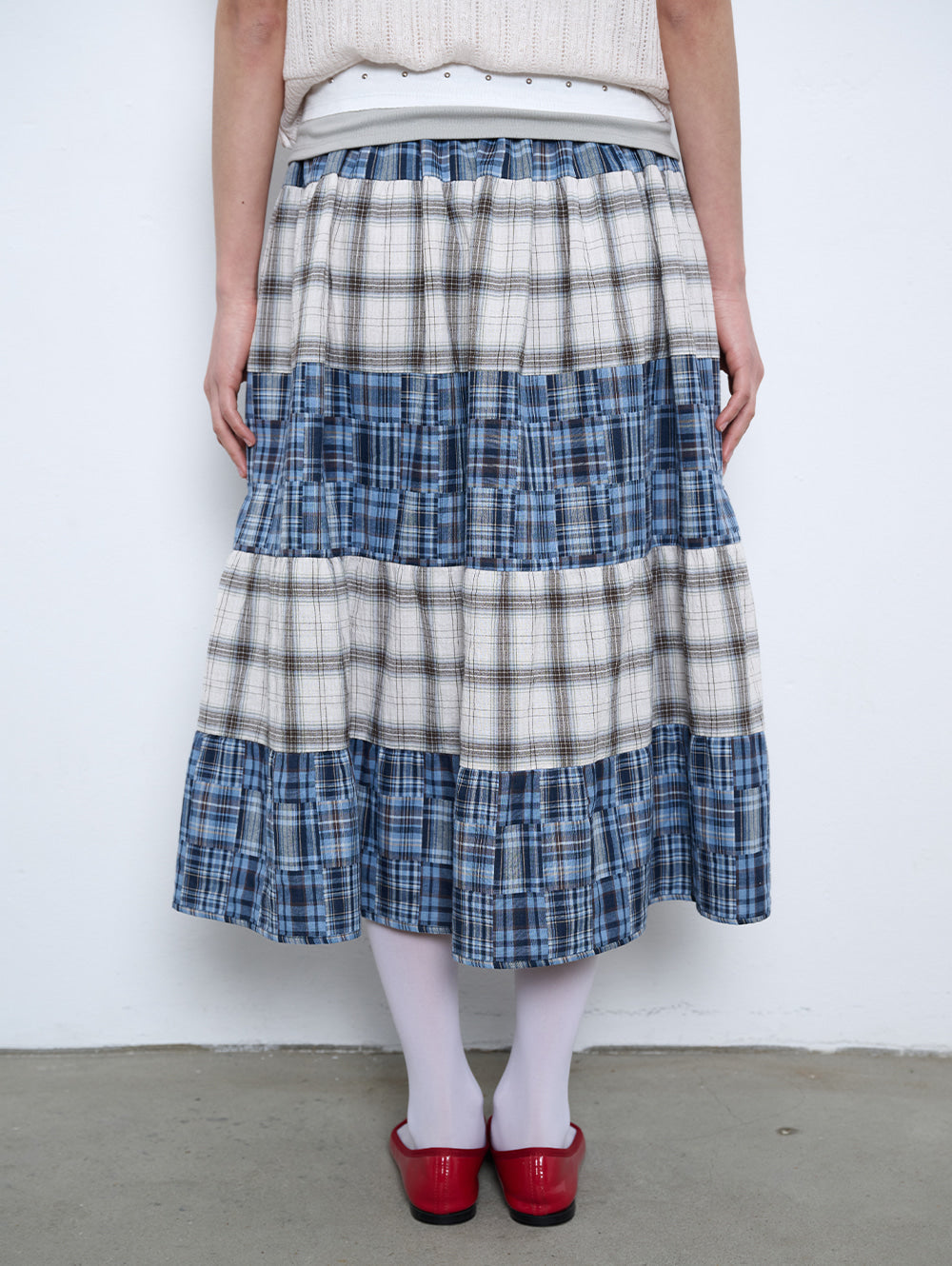 6/8 21:00発売【TUOMIO】2-WAY PATCHWORK SKIRT