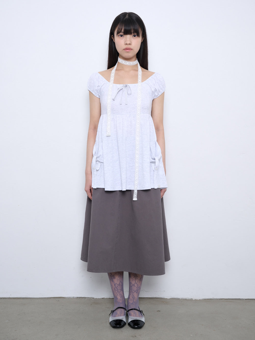 【TUOMIO】SHIRRED POCKET TOP
