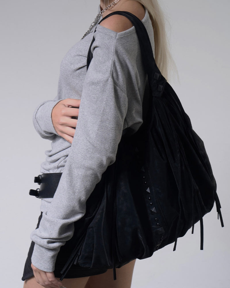 【FANCY CLUB】DRAPE FRINGE HOBO BAG