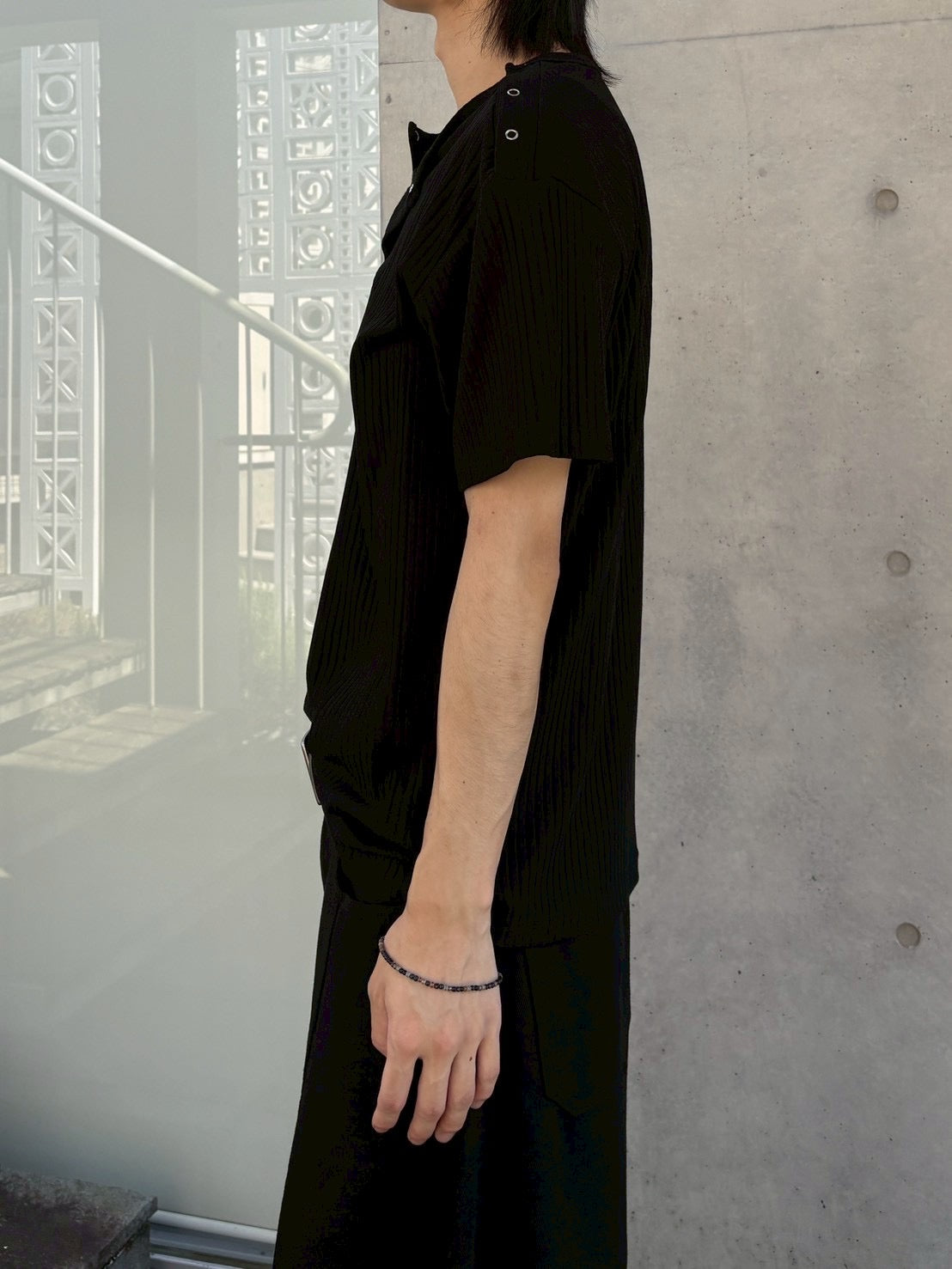 受注制【nmtc+】Shoulder Henley Eyelet Tee (3color)