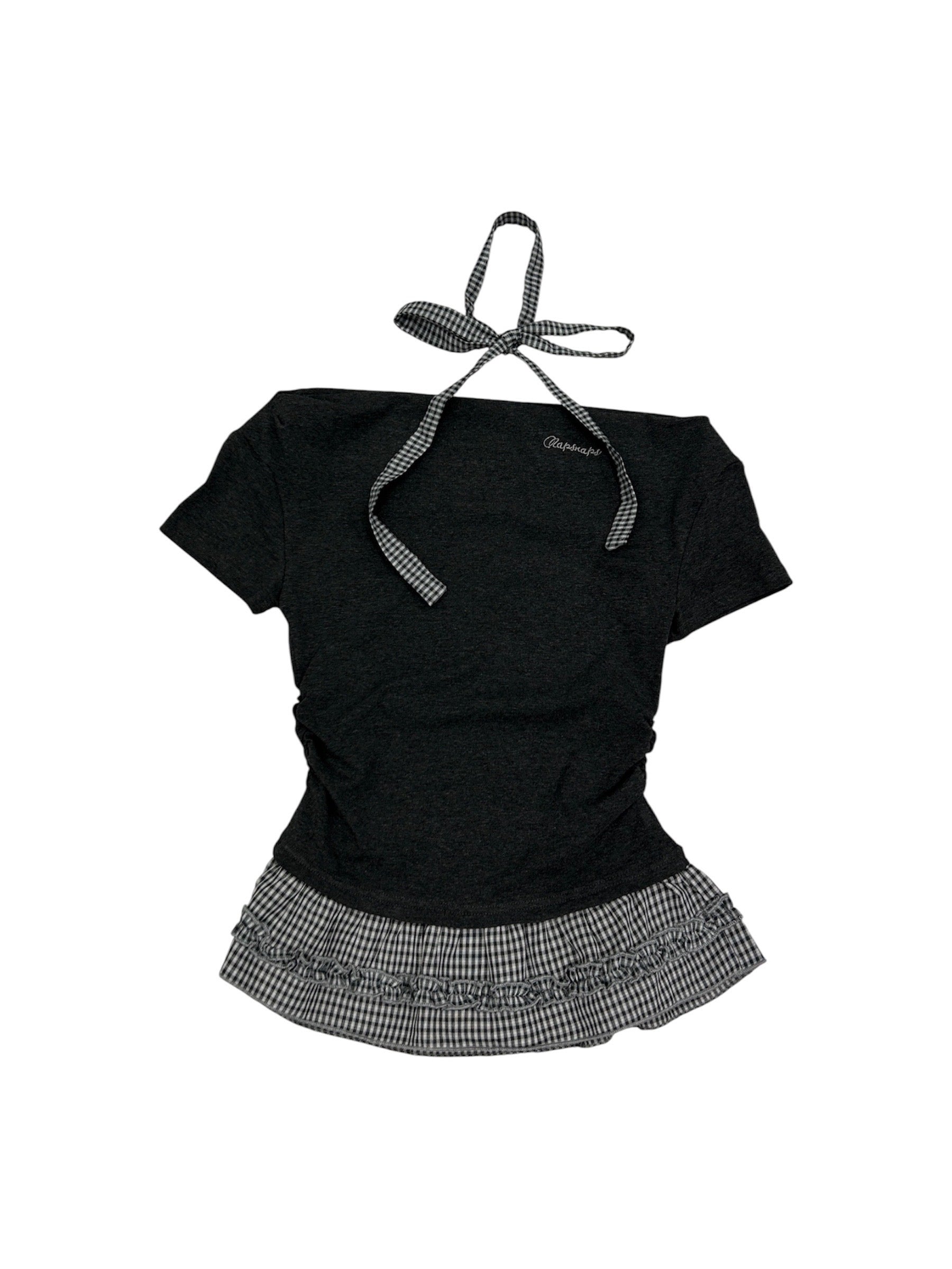 6/5 20:00発売 受注制【nmtc+】Check Frill Layered Tee Scarf Set (2color)