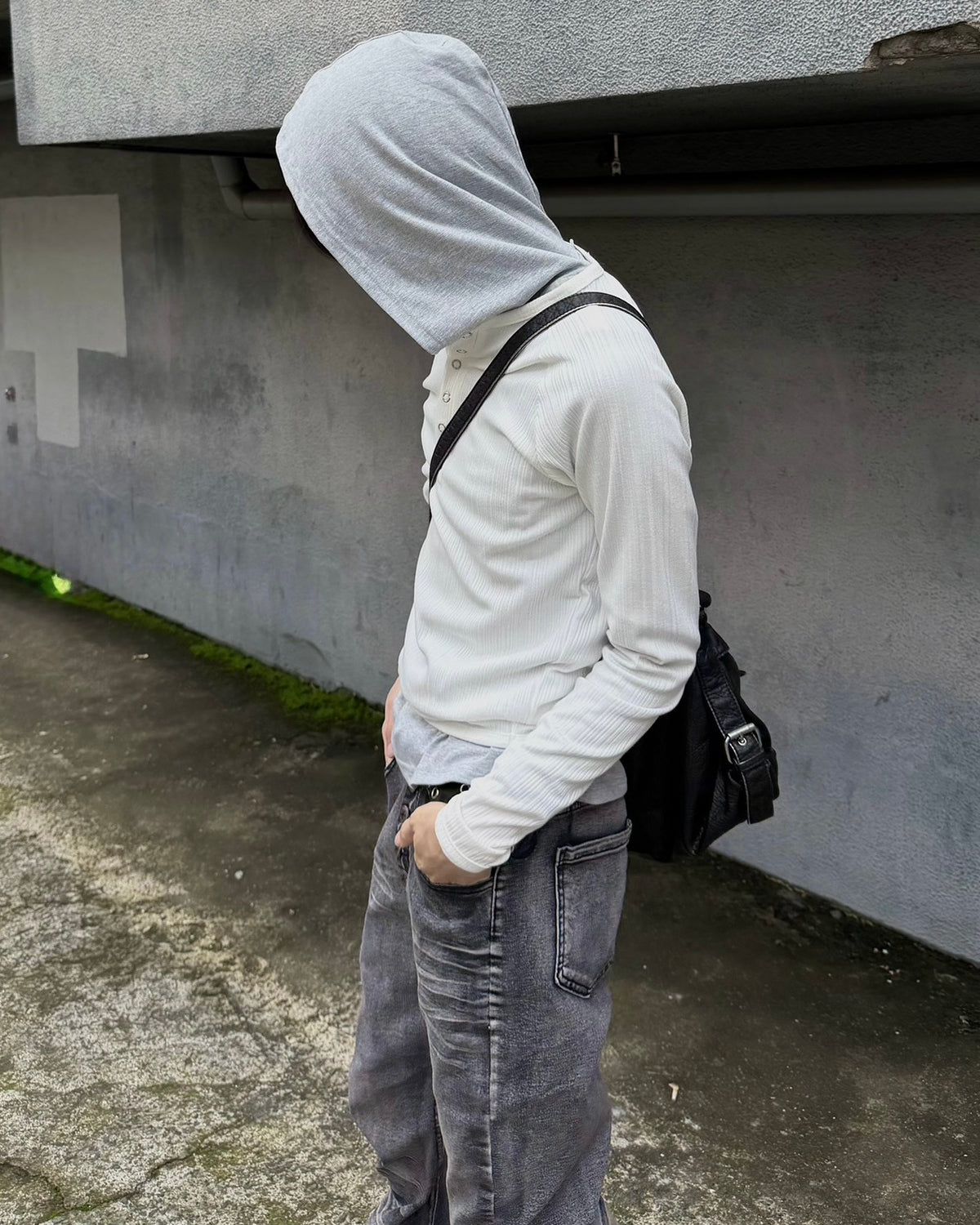 受注制【nmtc+】Snap henley neck ribbed slim top (4color)