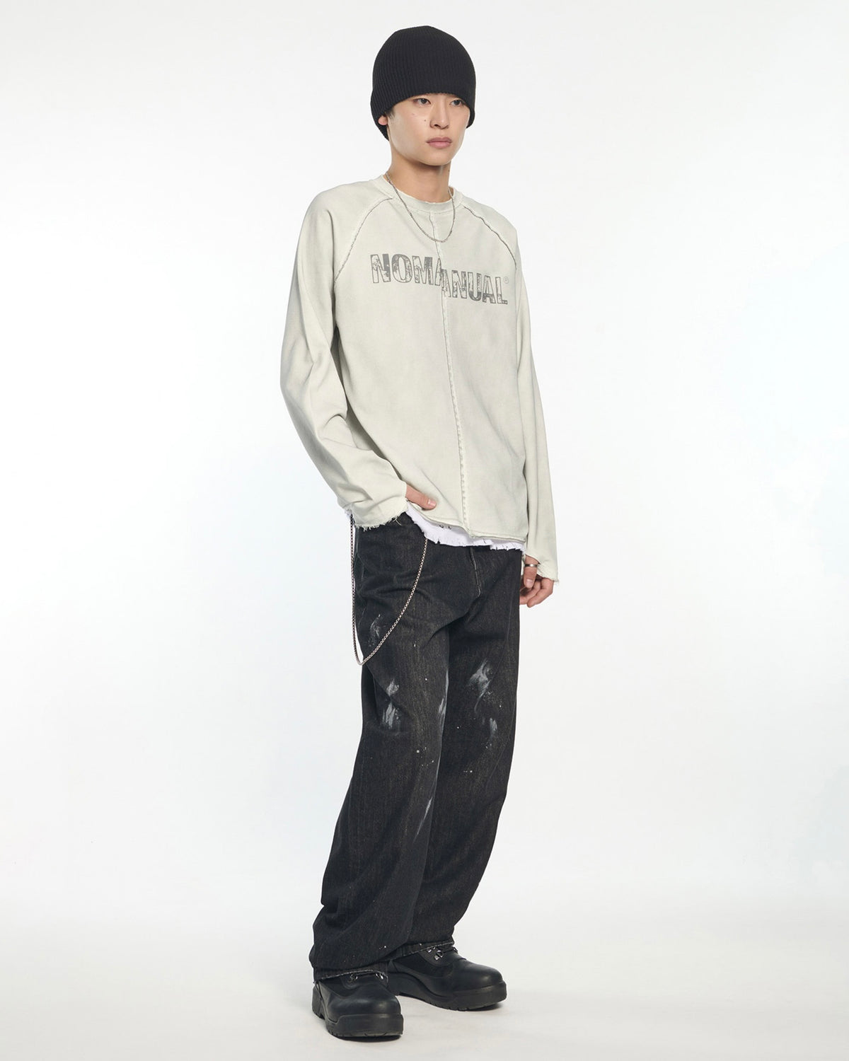 【NOMANUAL】RAW SPLIT LONG SLEEVE TEE