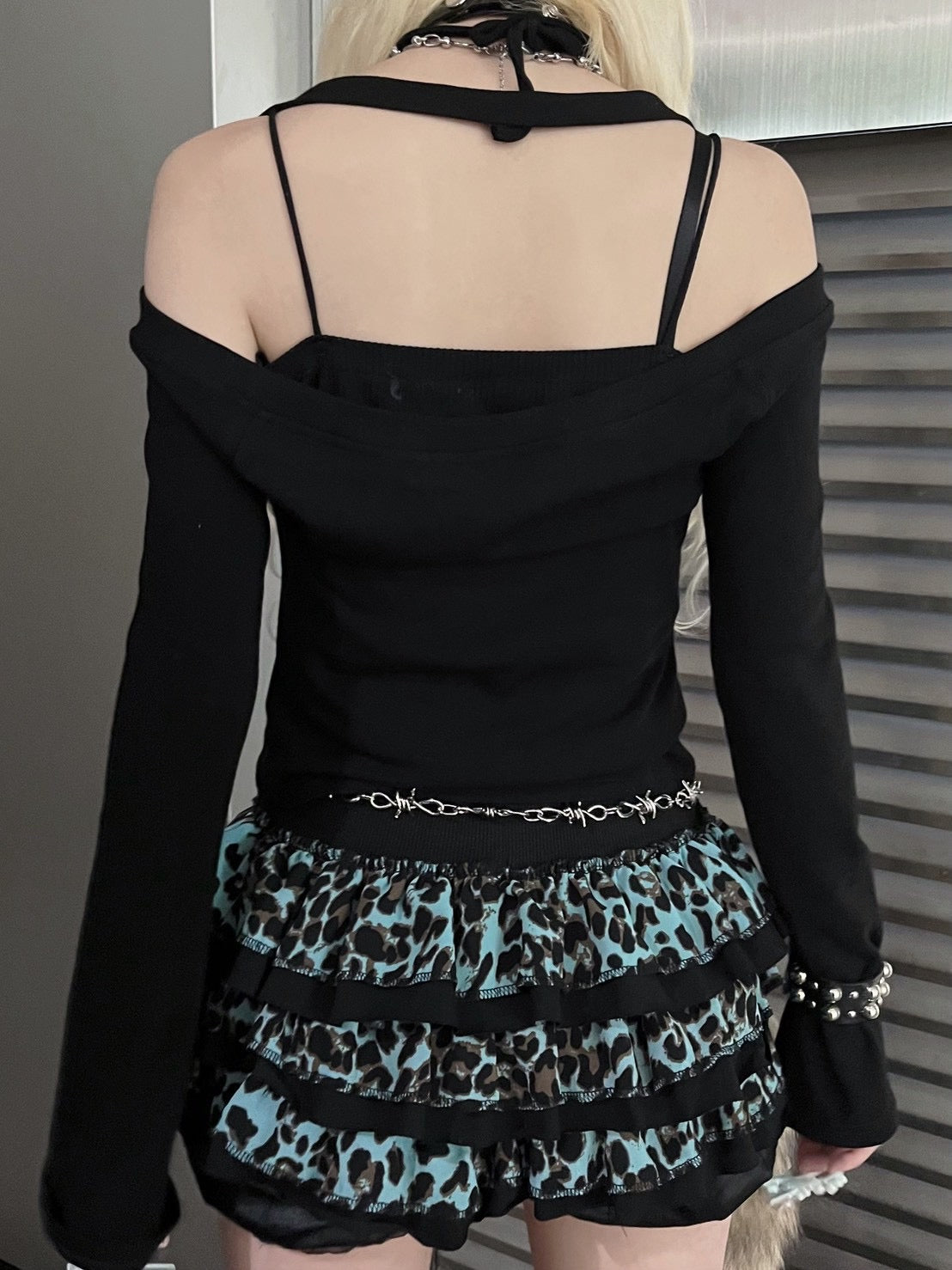 【BABY09】 baby leopard ribbon tops (2color)