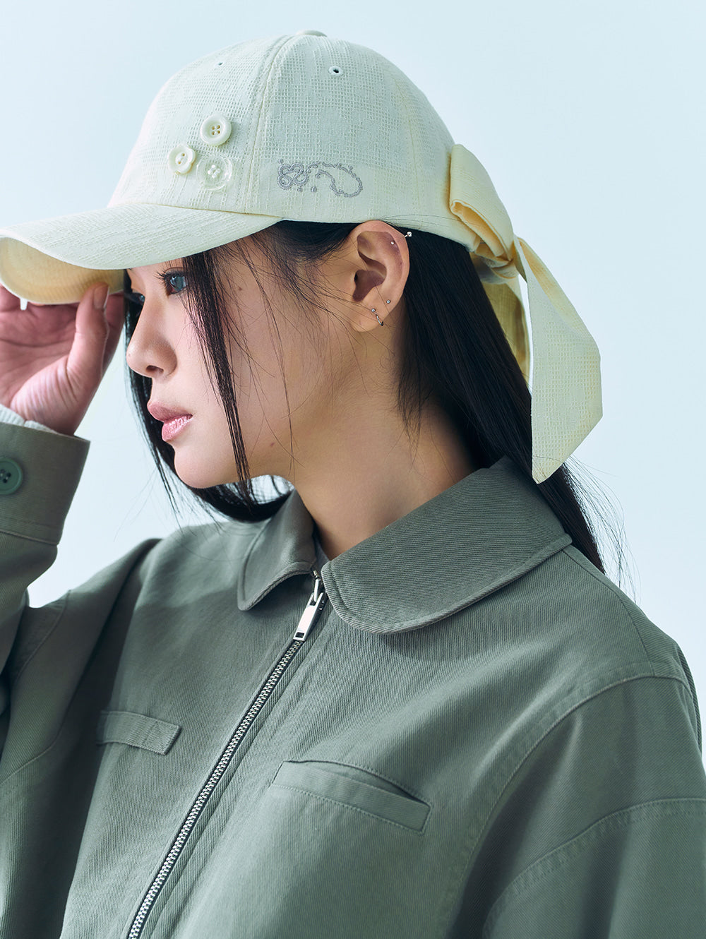 【TUOMIO】BUTTON RIBBON CAP