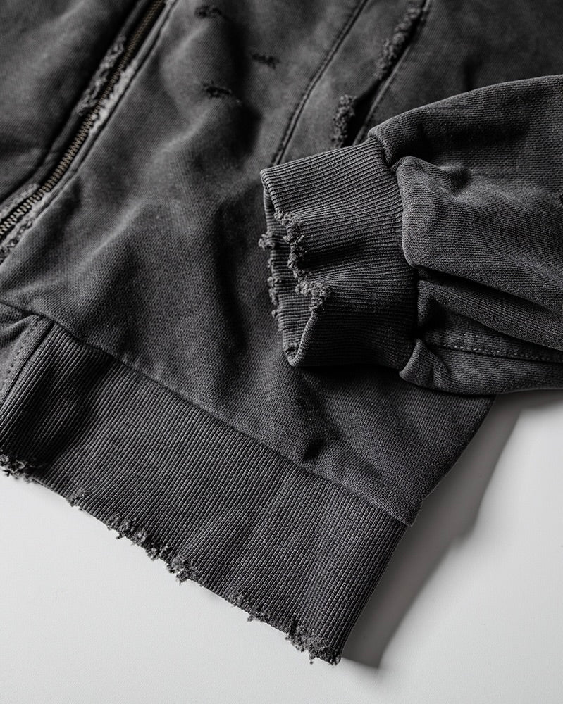 【roaringrad】Damage Crop Hoodie Jacket