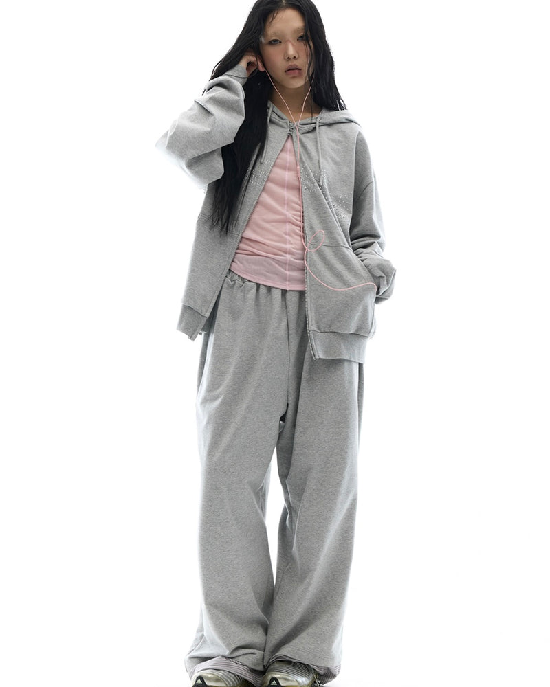 【OJOS】Hotfix Logo Wide Sweatpants