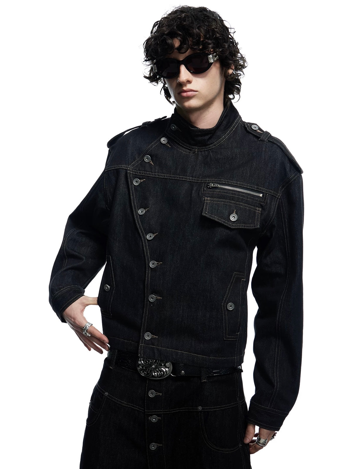 【DND4DES】Raw Denim Long Button Jacket