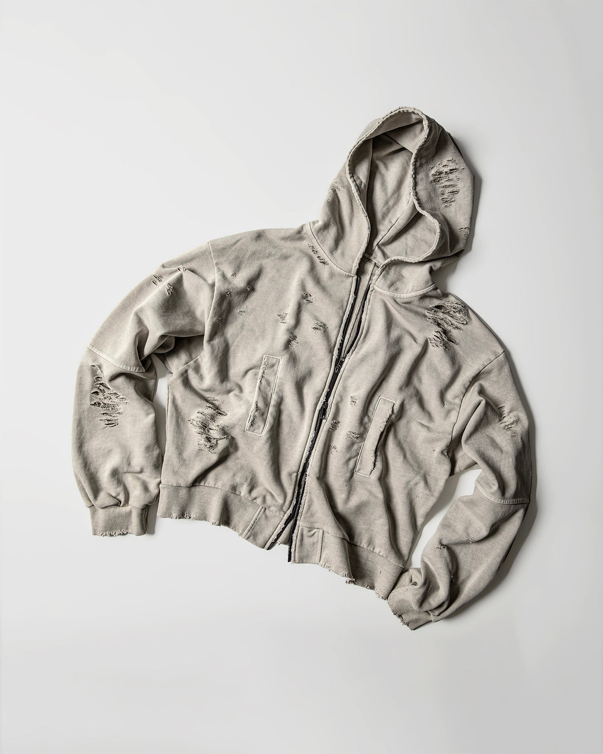 【roaringrad】Damage Crop Hoodie Jacket