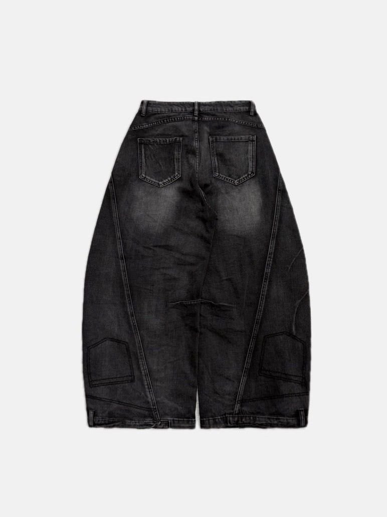 国際配送【LUV CODE】barrel leg damage denim pants