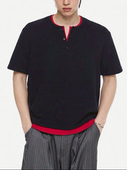【DNSR】Layered Henley Waffle T-Shirt