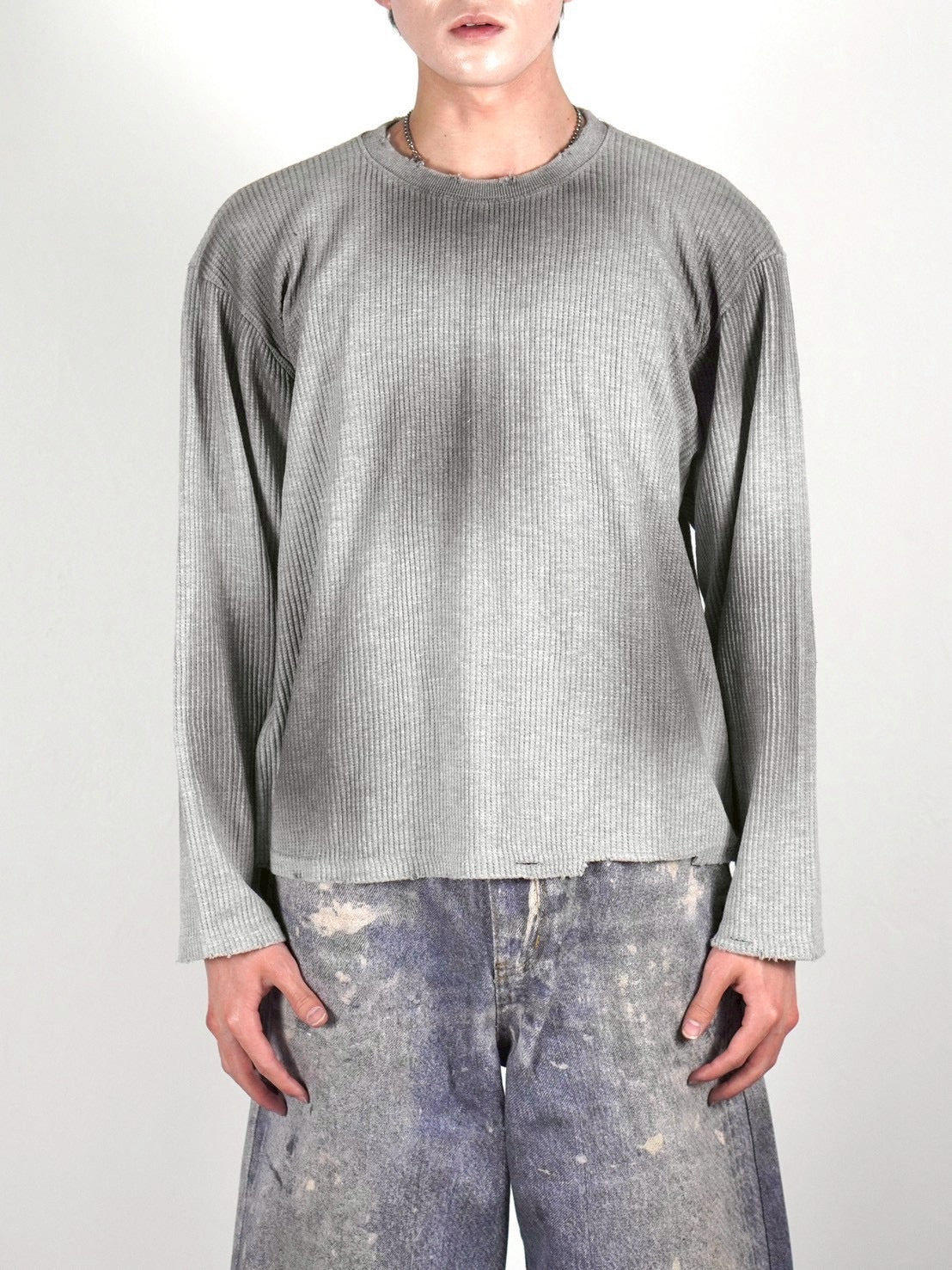 受注制【Chikashitsu +】washed waffle long sleeve (2color)