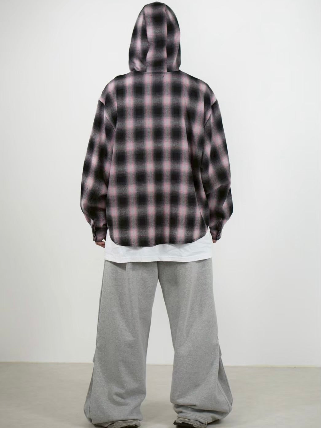 受注制【Chikashitsu +】tartan check hooded shirt (3color)