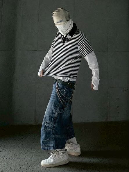 【roaringrad】Striped Polo T-shirt