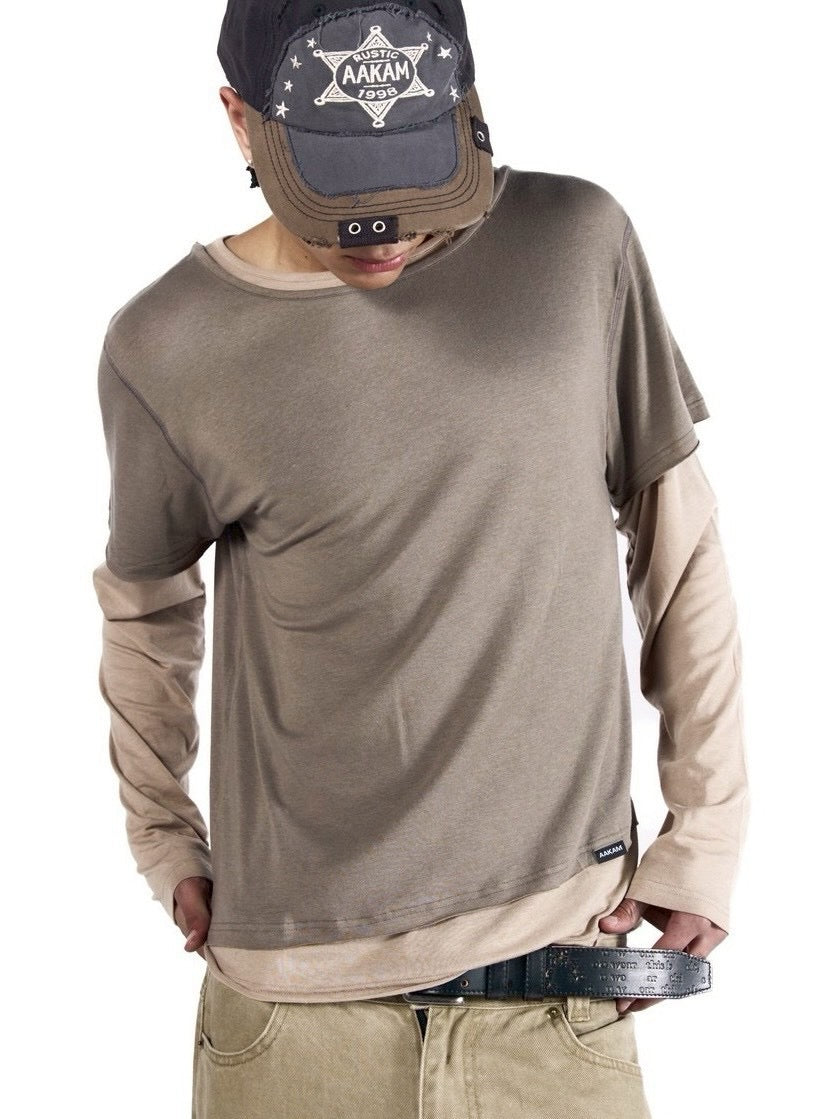 【AAKAM】Contrast Layered Long Sleeve