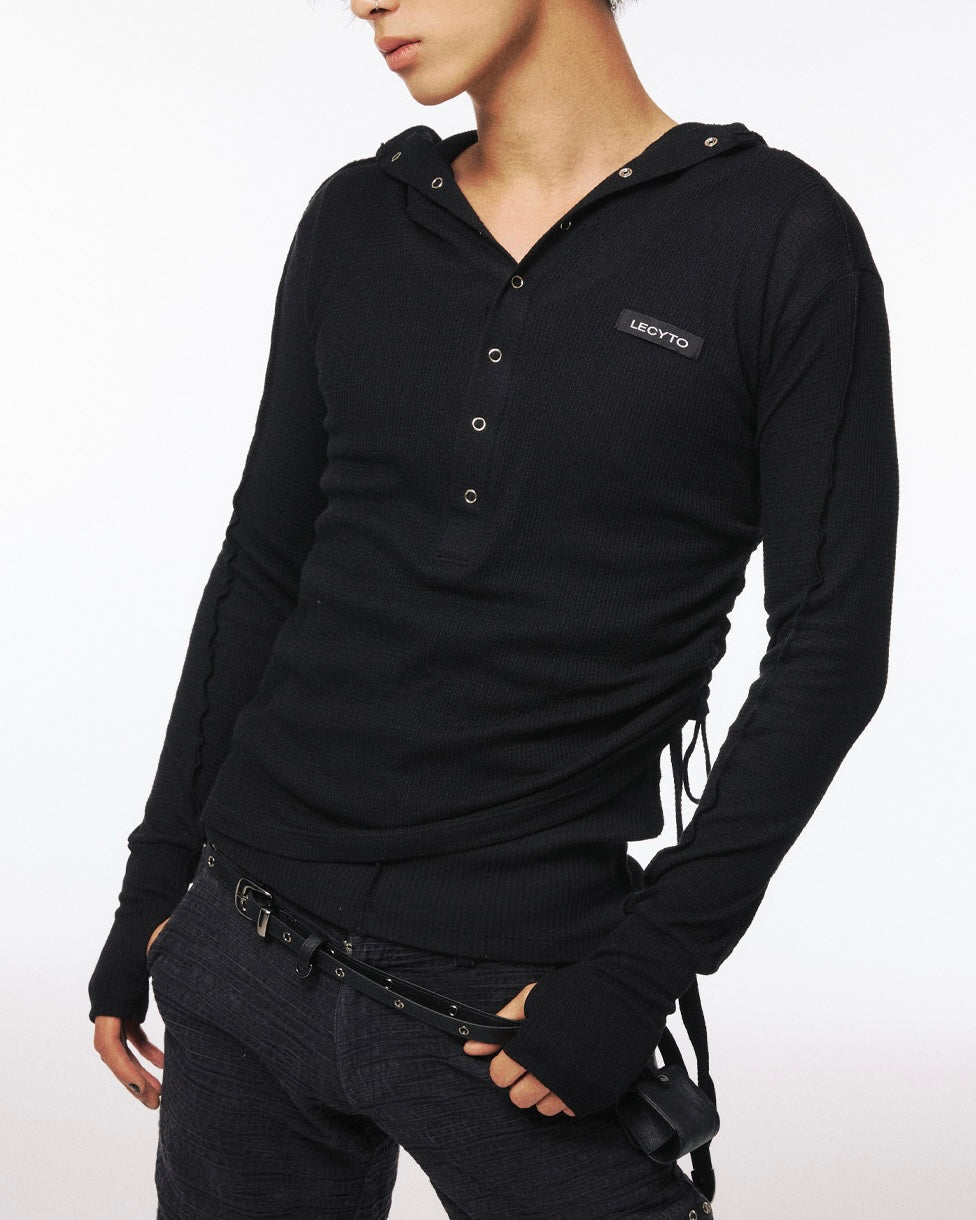 【LECYTO】String Slim Hooded T-shirt